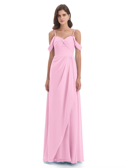 Olivia Off The Shoulder Spaghetti Straps Chiffon Bridesmaid Dresses