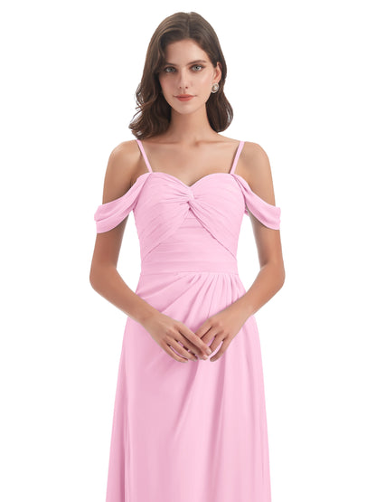 Olivia Off The Shoulder Spaghetti Straps Chiffon Bridesmaid Dresses