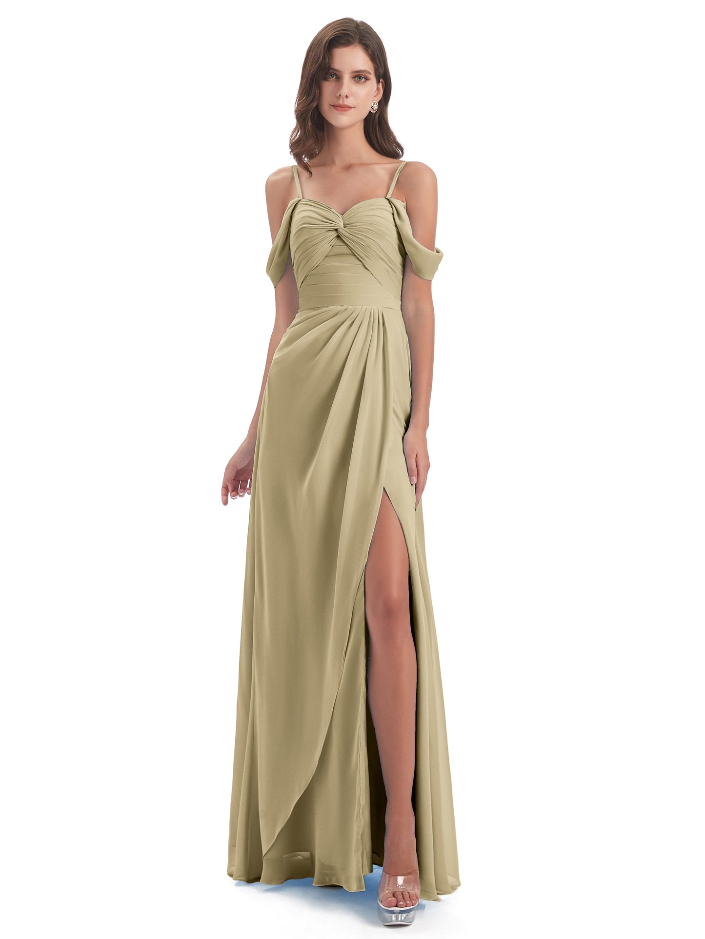 Olivia Off The Shoulder Spaghetti Straps Chiffon Bridesmaid Dresses