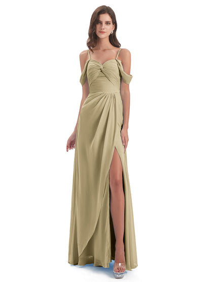 Olivia Off The Shoulder Spaghetti Straps Chiffon Bridesmaid Dresses