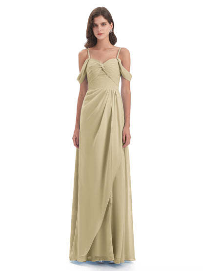 Olivia Off The Shoulder Spaghetti Straps Chiffon Bridesmaid Dresses
