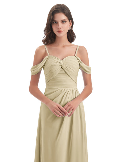 Olivia Off The Shoulder Spaghetti Straps Chiffon Bridesmaid Dresses