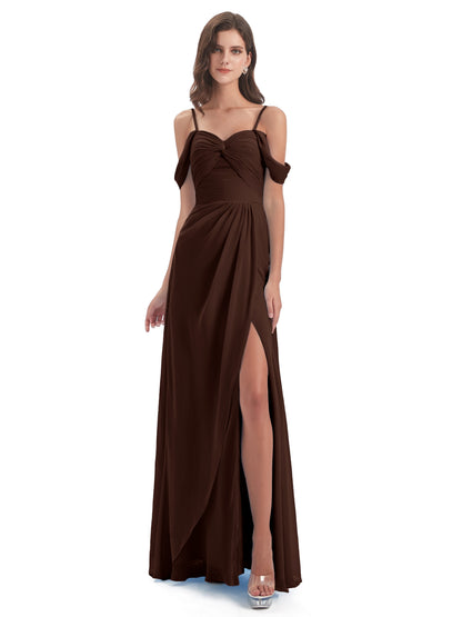 Olivia Off The Shoulder Spaghetti Straps Chiffon Bridesmaid Dresses