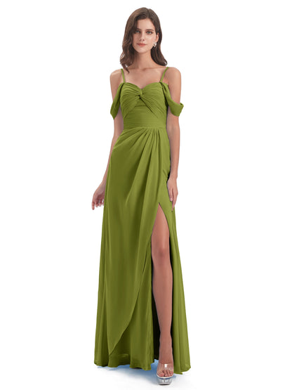 Olivia Off The Shoulder Spaghetti Straps Chiffon Bridesmaid Dresses