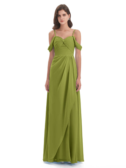 Olivia Off The Shoulder Spaghetti Straps Chiffon Bridesmaid Dresses