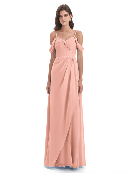 Olivia Off The Shoulder Spaghetti Straps Chiffon Bridesmaid Dresses