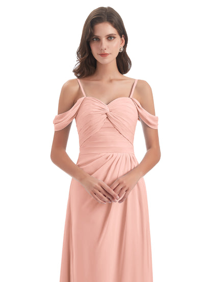 Olivia Off The Shoulder Spaghetti Straps Chiffon Bridesmaid Dresses