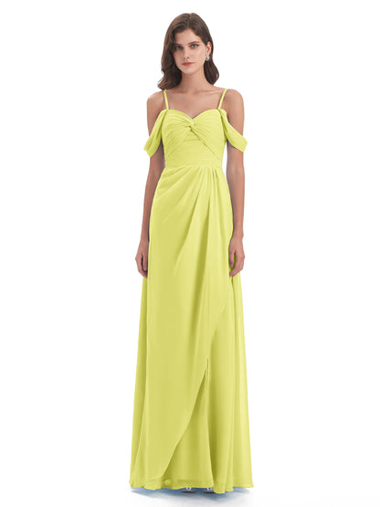 Olivia Off The Shoulder Spaghetti Straps Chiffon Bridesmaid Dresses