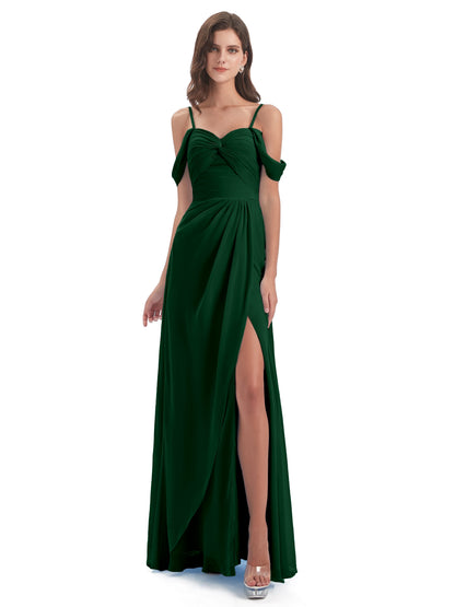 Olivia Off The Shoulder Spaghetti Straps Chiffon Bridesmaid Dresses