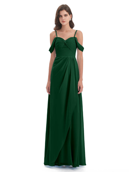 Olivia Off The Shoulder Spaghetti Straps Chiffon Bridesmaid Dresses