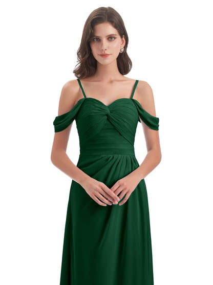 Olivia Off The Shoulder Spaghetti Straps Chiffon Bridesmaid Dresses