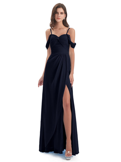 Olivia Off The Shoulder Spaghetti Straps Chiffon Bridesmaid Dresses