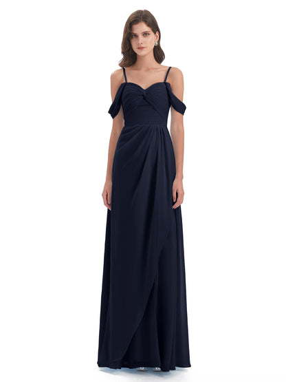 Olivia Off The Shoulder Spaghetti Straps Chiffon Bridesmaid Dresses