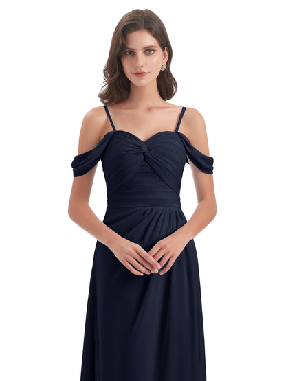 Olivia Off The Shoulder Spaghetti Straps Chiffon Bridesmaid Dresses