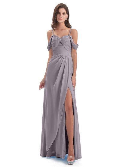 Olivia Off The Shoulder Spaghetti Straps Chiffon Bridesmaid Dresses