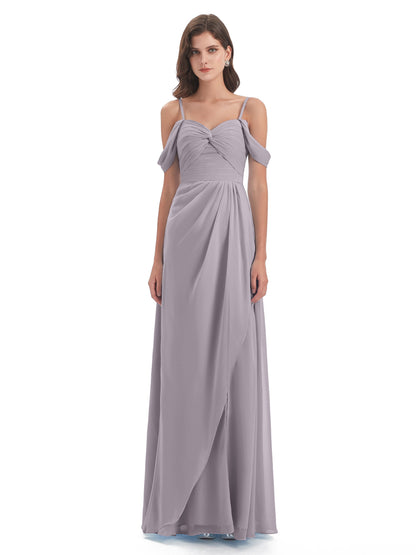 Olivia Off The Shoulder Spaghetti Straps Chiffon Bridesmaid Dresses