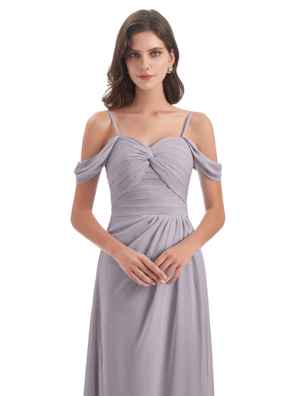 Olivia Off The Shoulder Spaghetti Straps Chiffon Bridesmaid Dresses