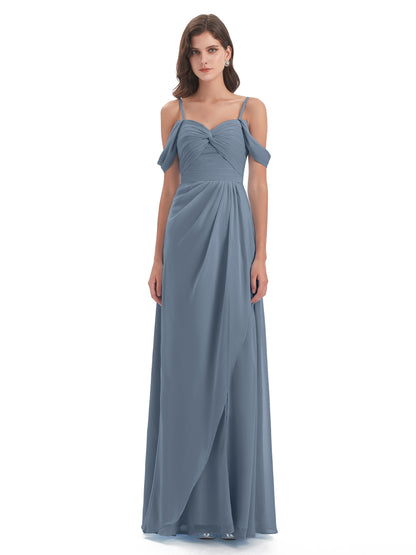 Olivia Off The Shoulder Spaghetti Straps Chiffon Bridesmaid Dresses