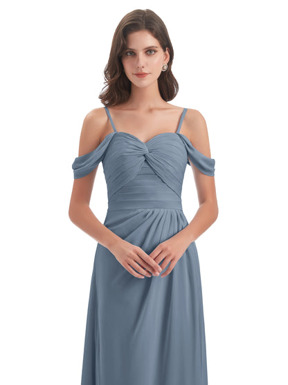 Olivia Off The Shoulder Spaghetti Straps Chiffon Bridesmaid Dresses