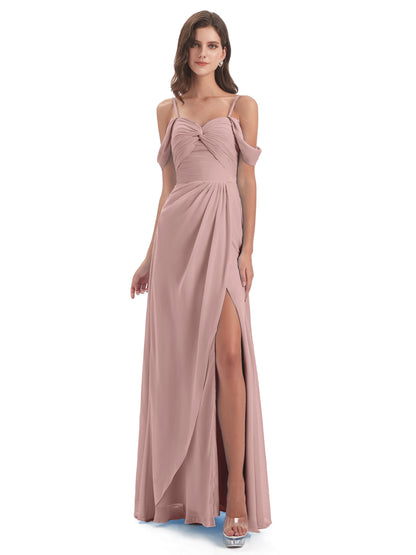Olivia Off The Shoulder Spaghetti Straps Chiffon Bridesmaid Dresses