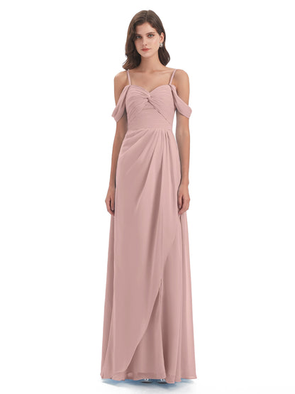 Olivia Off The Shoulder Spaghetti Straps Chiffon Bridesmaid Dresses