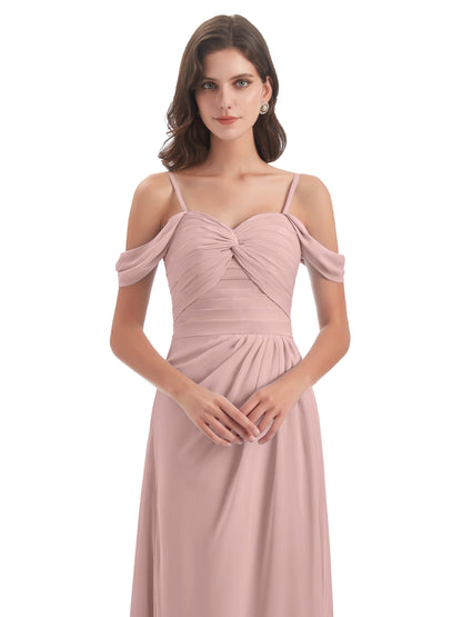 Olivia Off The Shoulder Spaghetti Straps Chiffon Bridesmaid Dresses