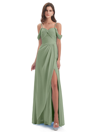 Olivia Off The Shoulder Spaghetti Straps Chiffon Bridesmaid Dresses