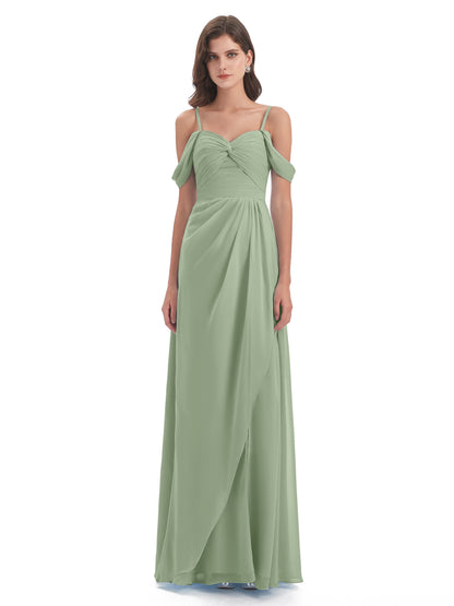 Olivia Off The Shoulder Spaghetti Straps Chiffon Bridesmaid Dresses