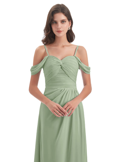 Olivia Off The Shoulder Spaghetti Straps Chiffon Bridesmaid Dresses