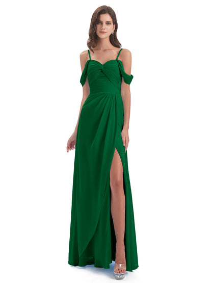 Olivia Off The Shoulder Spaghetti Straps Chiffon Bridesmaid Dresses