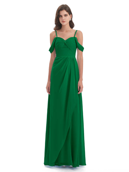 Olivia Off The Shoulder Spaghetti Straps Chiffon Bridesmaid Dresses