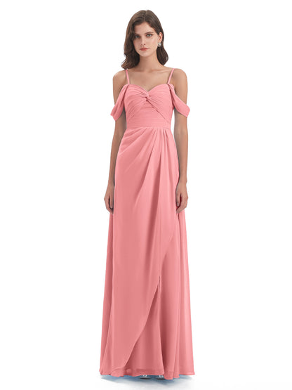 Olivia Off The Shoulder Spaghetti Straps Chiffon Bridesmaid Dresses