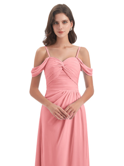 Olivia Off The Shoulder Spaghetti Straps Chiffon Bridesmaid Dresses
