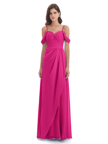 Olivia Off The Shoulder Spaghetti Straps Chiffon Bridesmaid Dresses