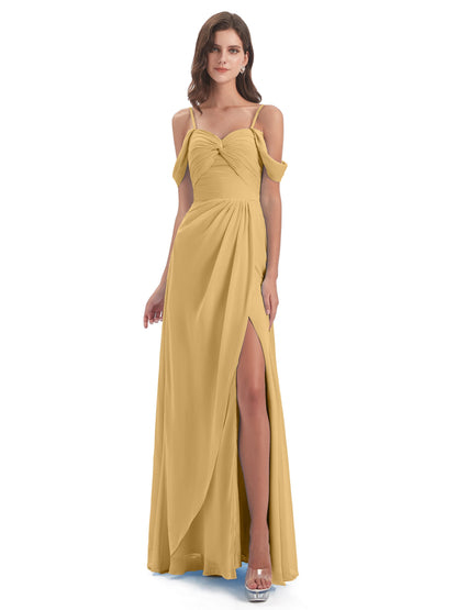 Olivia Off The Shoulder Spaghetti Straps Chiffon Bridesmaid Dresses