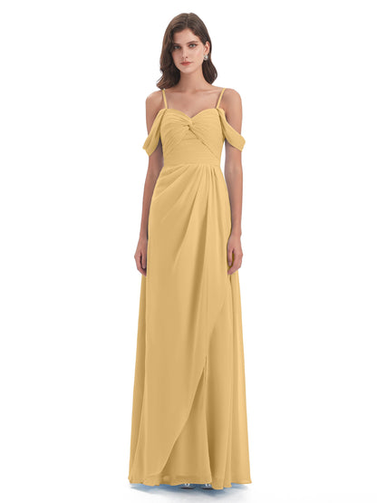 Olivia Off The Shoulder Spaghetti Straps Chiffon Bridesmaid Dresses