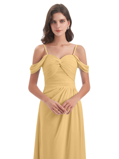 Olivia Off The Shoulder Spaghetti Straps Chiffon Bridesmaid Dresses