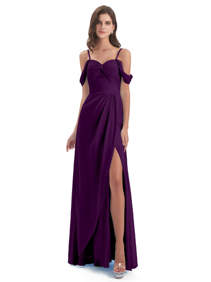 Olivia Off The Shoulder Spaghetti Straps Chiffon Bridesmaid Dresses