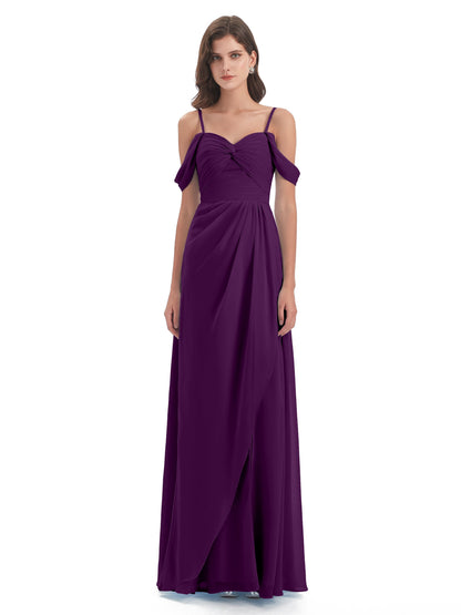 Olivia Off The Shoulder Spaghetti Straps Chiffon Bridesmaid Dresses