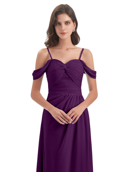 Olivia Off The Shoulder Spaghetti Straps Chiffon Bridesmaid Dresses