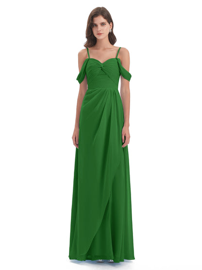 Olivia Off The Shoulder Spaghetti Straps Chiffon Bridesmaid Dresses