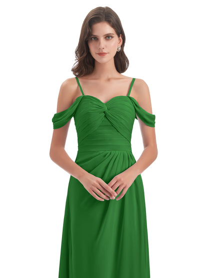 Olivia Off The Shoulder Spaghetti Straps Chiffon Bridesmaid Dresses