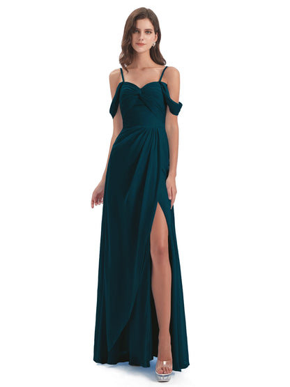 Olivia Off The Shoulder Spaghetti Straps Chiffon Bridesmaid Dresses
