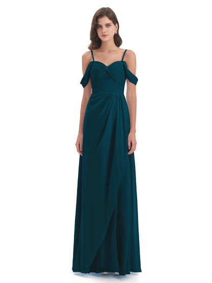 Olivia Off The Shoulder Spaghetti Straps Chiffon Bridesmaid Dresses