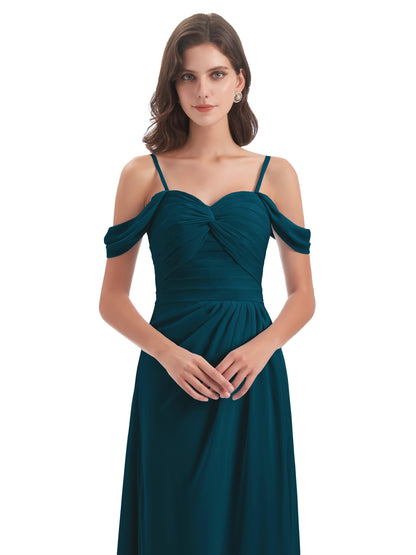 Olivia Off The Shoulder Spaghetti Straps Chiffon Bridesmaid Dresses