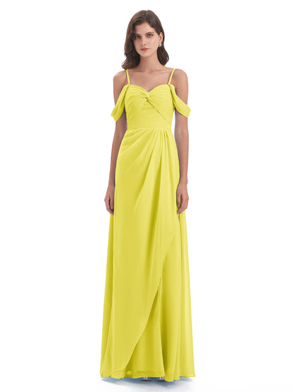 Olivia Off The Shoulder Spaghetti Straps Chiffon Bridesmaid Dresses