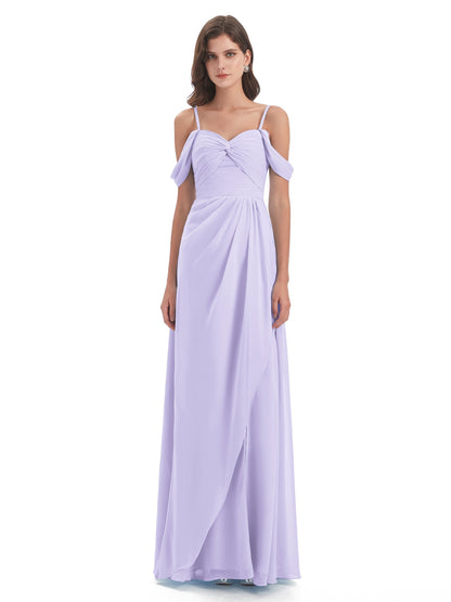 Olivia Off The Shoulder Spaghetti Straps Chiffon Bridesmaid Dresses