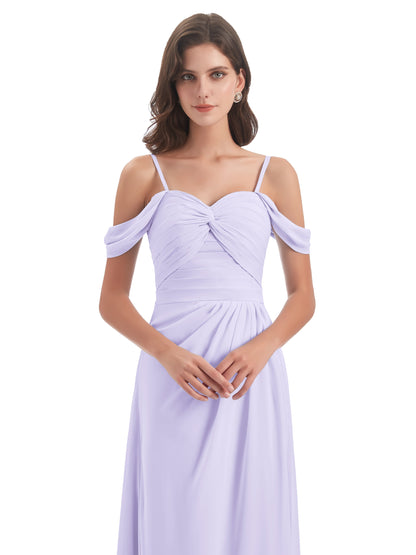 Olivia Off The Shoulder Spaghetti Straps Chiffon Bridesmaid Dresses