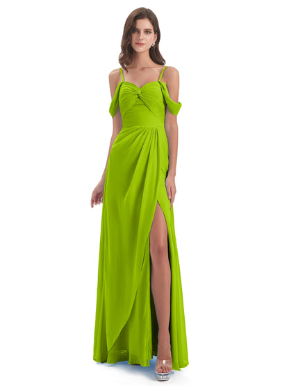 Olivia Off The Shoulder Spaghetti Straps Chiffon Bridesmaid Dresses