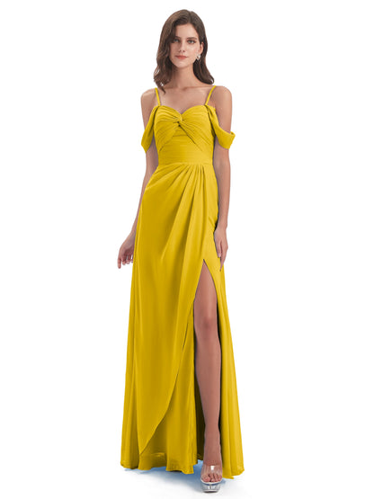 Olivia Off The Shoulder Spaghetti Straps Chiffon Bridesmaid Dresses